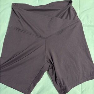 Purple cross over biker shorts